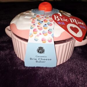 Ceramic Pink Brie Cheese Baker